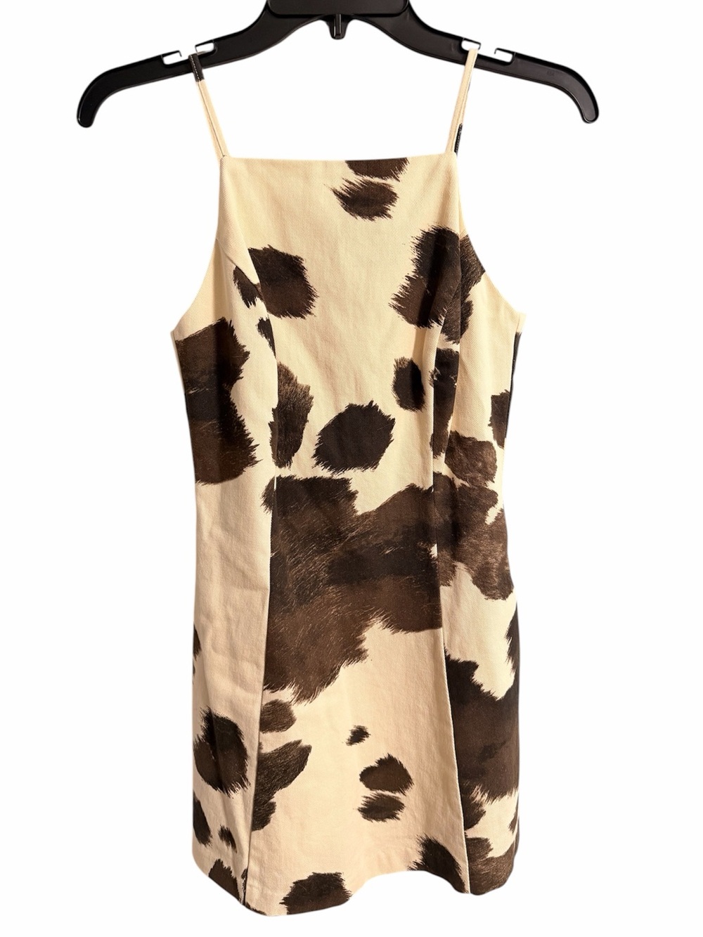 GB Cow Print Spaghetti Strap Slip Dress - Beige & Brown NWT XS